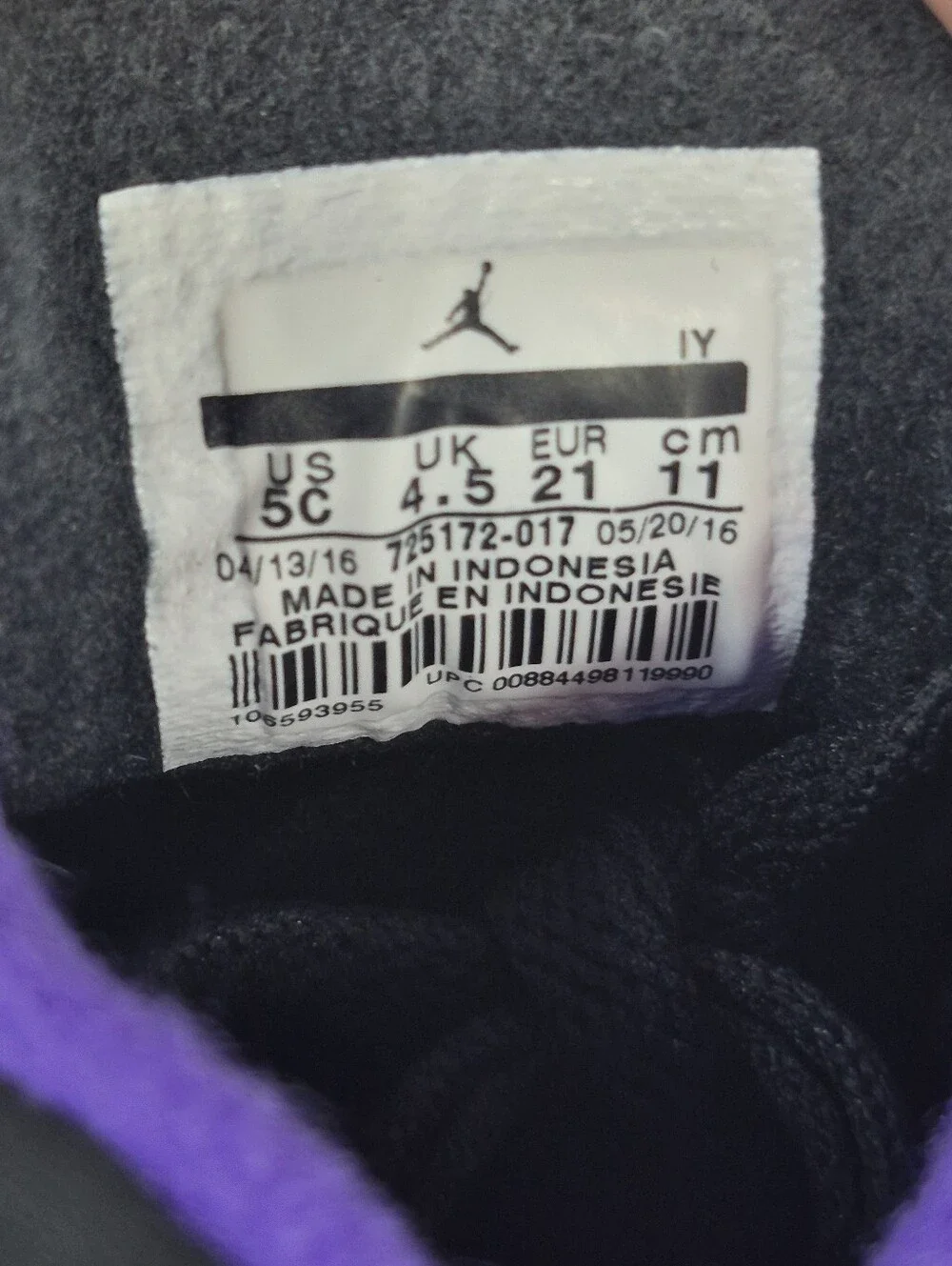 Nike Air Jordan 5 Retro GT Raptors Toddler Size 5C Black Purple 725172-017